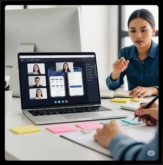 Researcher conducting in-depth customer interviews