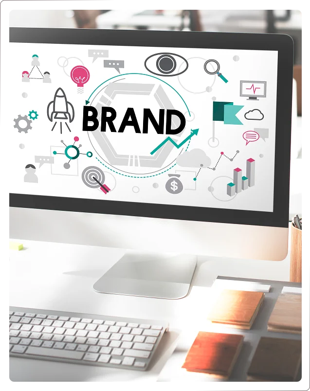 Desktop display showcasing a brand discovery ecosystem