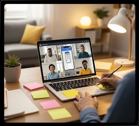 Researchers capturing usability testing insights